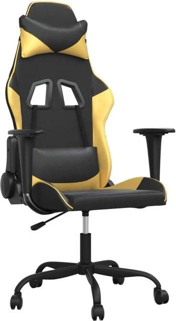 vidaXL Gaming-Stuhl mit Massagefunktion in Schwarz und Gold aus Kunstleder - Bild 1