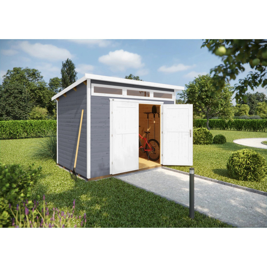 WEKA Gartenhaus 264 aus Massivholz mit Pultdach in Grau, B/H/T: 330 x 239 x 249 cm - Bild 2