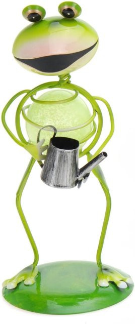 Sunny Garden Deko-Figur Frosch aus Metall mit Leuchtstein in Grün, Höhe: 16 cm - Bild 1