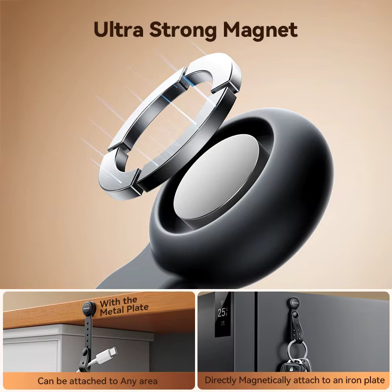 Joyroom JR-ZS422 Magnetischer Kabelorganisator Set 6 Stück Schwarz mit 11 cm verstellbaren Klett-Gurtband - Bild 4