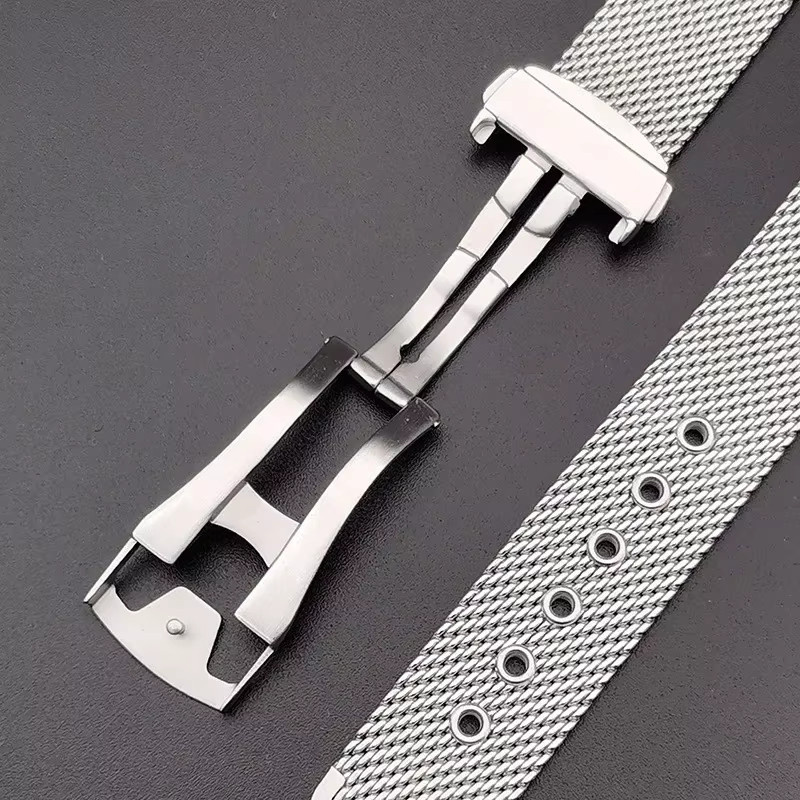 olevo Uhrenarmband Edelstahl, Mesh, Silber, Herren, 20 mm, 22 mm - Bild 2