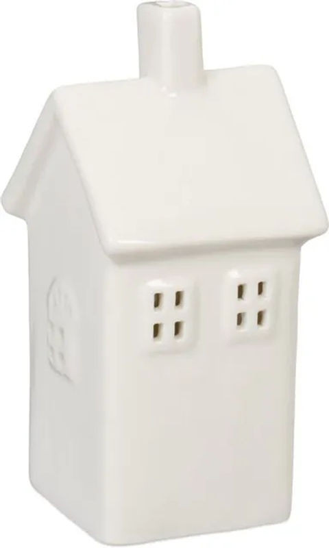 Teelichthaus aus Keramik in Weiß von Relaxdays, minimalistisches Leuchthäuschen für 1 Teelicht, H x B x T: 13,5 x 6,5 x 7 cm - Bild 1