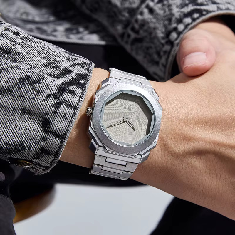 ZBJP Armbanduhr Edelstahl, Quarz, Eckig, Schwarz, Herren - Bild 2