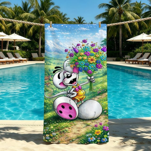 D-Diddl Strandhandtuch aus Mikrofaser für Camping und Strand, bunt, B/H: 150 x 180 cm - Bild 1