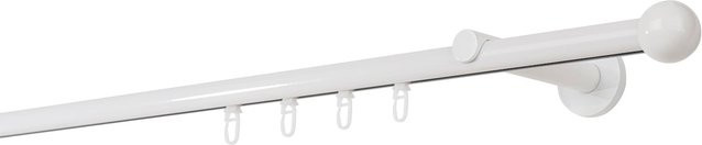 Ondeco Gardinenstange auf Maß Weiß, 1-lauf mit Wandträger 12 cm und Gleiter, Innenlauf 20 mm, Länge: 260 cm - Bild 1