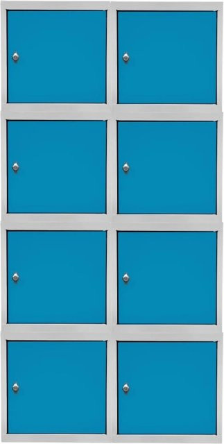 PROREGAL Blocky Schließfachwürfel Set mit 8 Einheiten und Drehriegelschloss für Vorhängeschlösser, Farbe: Lichtgrau/Lichtblau, B/T/H: 40 x 40 x 40 cm - Bild 1