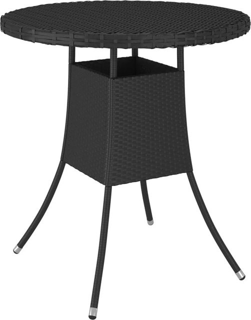 Furnicato Gartentisch aus Poly-Rattan und pulverbeschichtetem Stahl in Schwarz, B/T/H: 70 x 70 x 73 cm - Bild 1