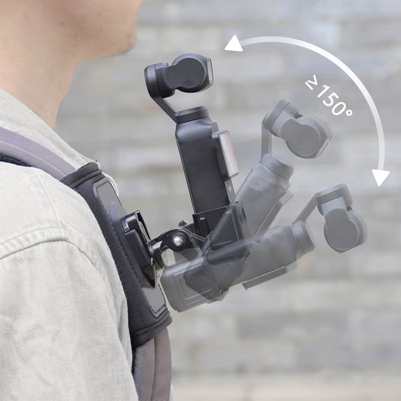 DIXSG Rucksack-Schultergurthalterung in Schwarz, verstellbare Riemenhalterung für DJI Osmo Pocket 3, Action 5, GoPro Hero 13/12/11/10 und Insta360 X4/X5 - Bild 5
