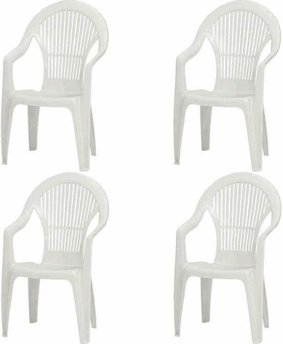 PROGARDEN Gartenmöbelset Vega 4er-Set aus Kunststoff in Weiss mit Armlehnen und stapelbar - Bild 1