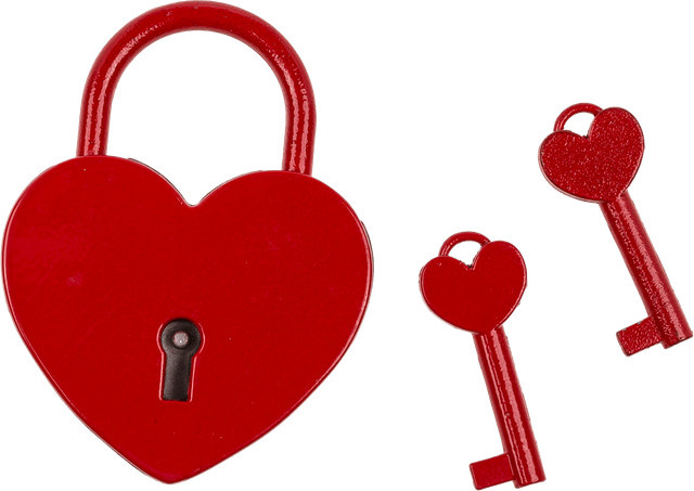 Liebesschloss Herz aus Metall in Rot mit 2 Schlüsseln von Out of the blue - Bild 1