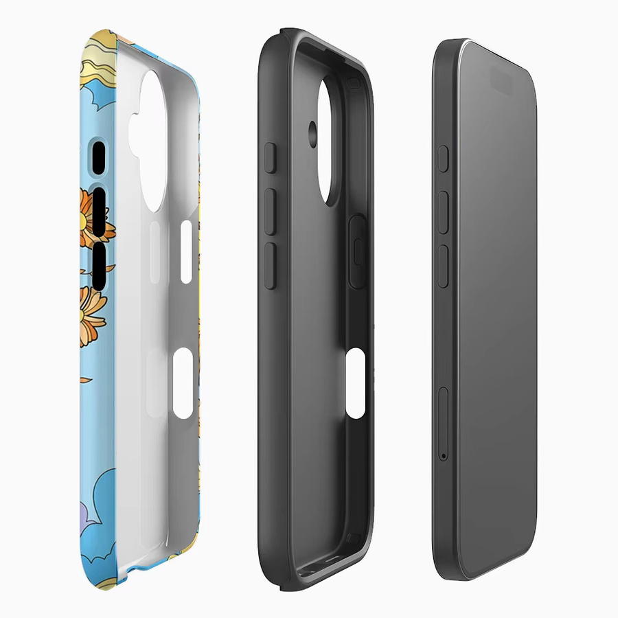 Sonnenblumenhimmel Illustration Handyhülle für iPhone 17 16 15 14 13 12 11 Pro Max Plus mit doppelschichtiger Rückseite in Multicolour - Bild 2