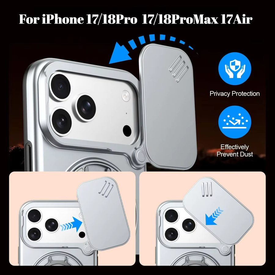 Robuste Panzerhülle für Apple iPhone mit magnetischer Halterung und Schiebe-Kameraschutz in Schwarz oder Transparent - Bild 5