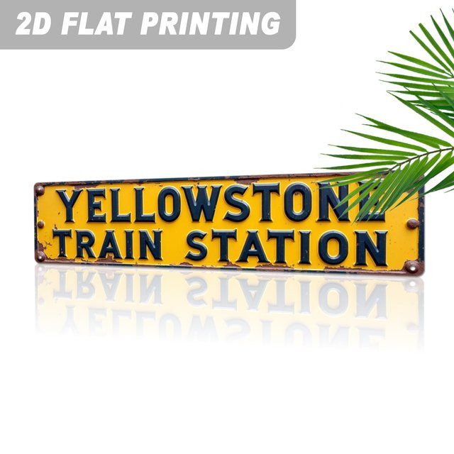 CIFBUY Yellowstone Train Station Vintage-Metallschild Retro-Eisenbahn-Dekoration für Wandgestaltung, Breite: 40,64 cm, Höhe: 10,16 cm, Tiefe: 10,16 cm - Bild 1