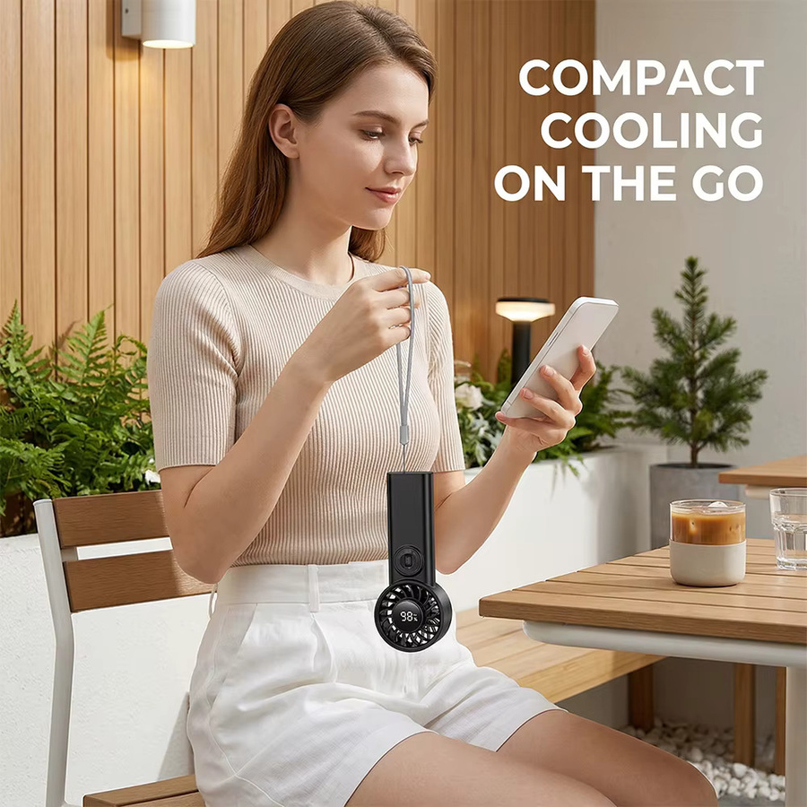 LIPETY Handgehaltener Turbo-Ventilator in Schwarz mit 100 Geschwindigkeitsstufen und Digitalanzeige, tragbarer Mini-Lüfter mit Akku für Reisen und Outdoor - Bild 6