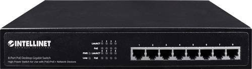 Intellinet 560641 Netzwerk Switch mit 8 Ports, 1 GBit/s und PoE-Funktion, Schwarz - Bild 1