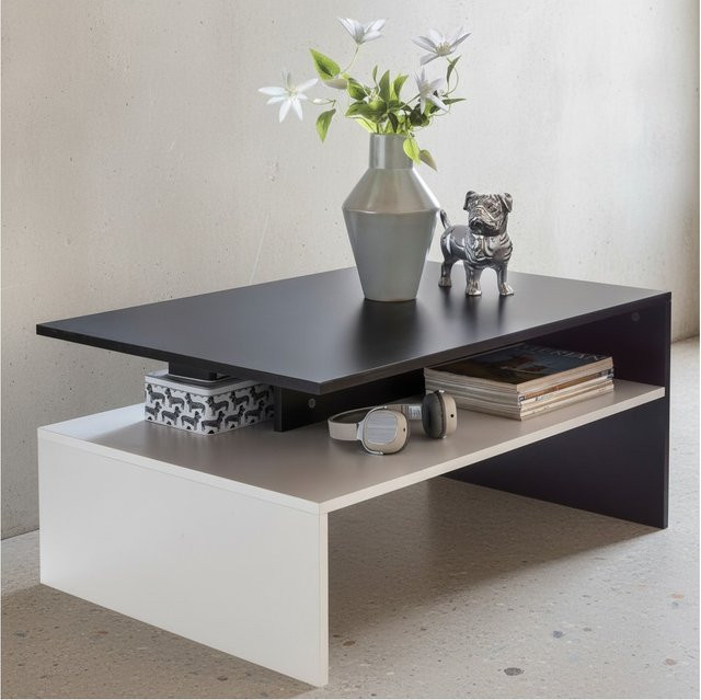 KADIMA DESIGN Moderner Couchtisch in Schwarz und Weiß, B/T: 90 x 60 cm, Höhe: 43 cm - Bild 1