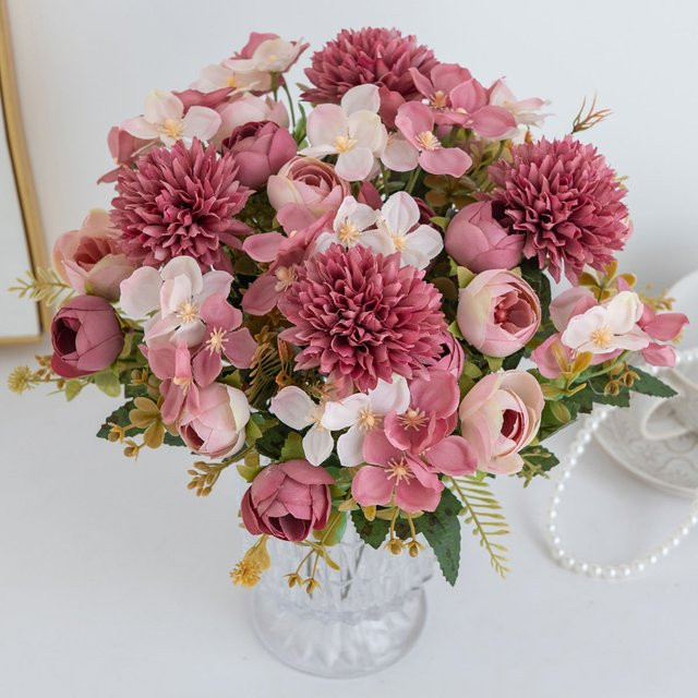 Künstliche Hortensien-Blüten in Pink für deine Dekoration von Tisch, Garten oder Hochzeiten - Bild 1
