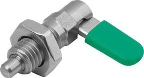 KIPP Sperrriegel mit Anschlag links, Form D mit Gewindehülse und Kappe, Edelstahl poliert, Durchmesser: 4 mm, M10 Gewinde - Bild 1