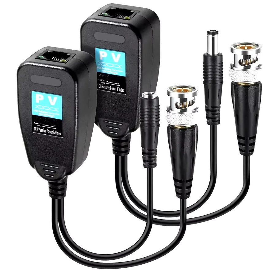 JIENUO Passiver Balun RJ45 auf BNC Video Transceiver für HDCVI HDTVI AHD Analog High Definition Kameras in Schwarz - Bild 4