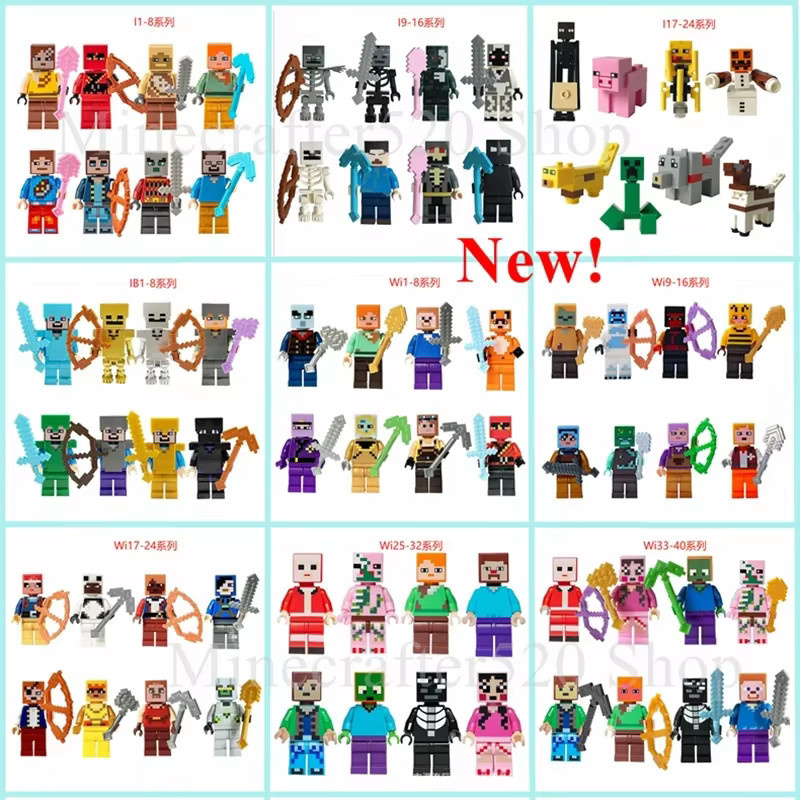 GAGAGIRL Minecraft Bausteine Set mit 8 Figuren und Steinen in Grün und Bunt aus Kunststoff - Bild 4