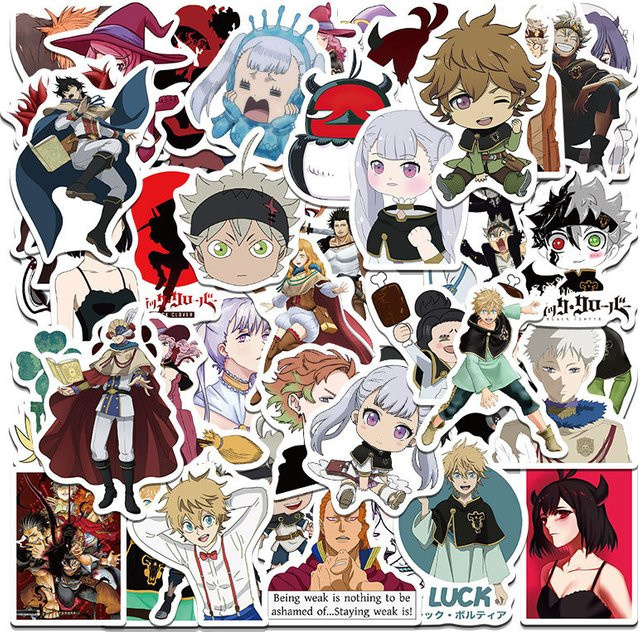 50 Stück Anime Black Clover Aufkleber in Multicolour für DIY Scrapbooking, Telefon und Skateboard, wasserfest - Bild 1