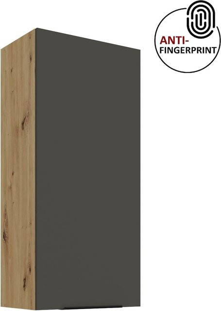 ARIA Hängeschrank Küchenzeile in Graphite mit Anti Fingerprint Oberfläche und drei Einlegeböden, Höhe: 50 cm, Breite: 90 cm - Bild 1