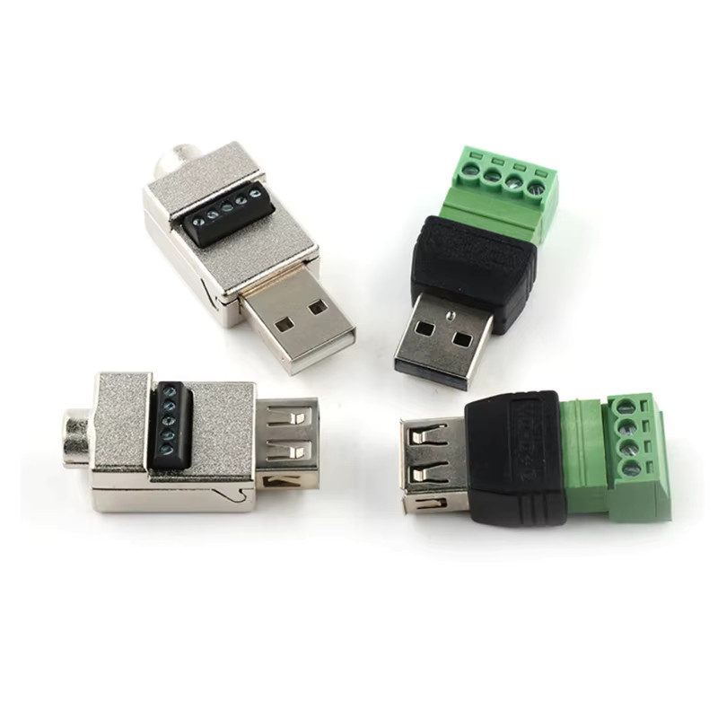 JCD USB 2.0 Adapter Set mit lötfreiem Anschluss und Terminal für USB-A Stecker und Buchse, 4-Pin und 5-Pin Steckverbinder für Maus und Tastatur - Bild 3