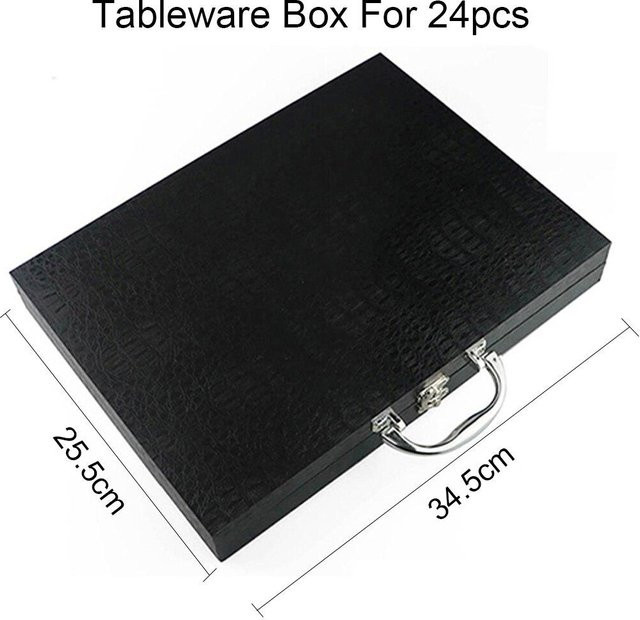 JANKNG HOME Geschirr-Box aus Holz für 24-teiliges Besteck-Set, Schwarz, B: 34,5 cm, T: 25,8 cm, H: 24,0 cm - Bild 1