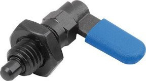 KIPP Sperrriegel mit Anschlag rechts, Form D mit Gewindehülse, Durchmesser 12 mm, M20x1,5, blau - Bild 1