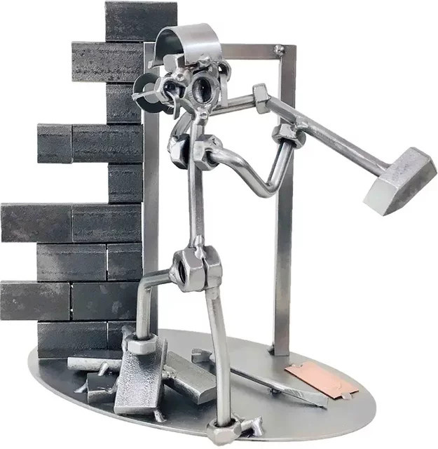 Schraubenmännchen Abbrucharbeiter von Hinz & Kunst aus Metall in Grau - Bild 1