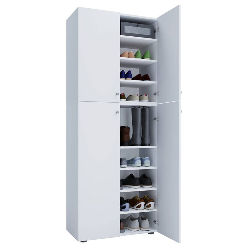 VCM Schuhschrank Lona in Weiss aus Holz mit 4 Drehtüren und Fachbodeneinteilung, B/H/T: 70 x 184 x 40 cm - Bild 3