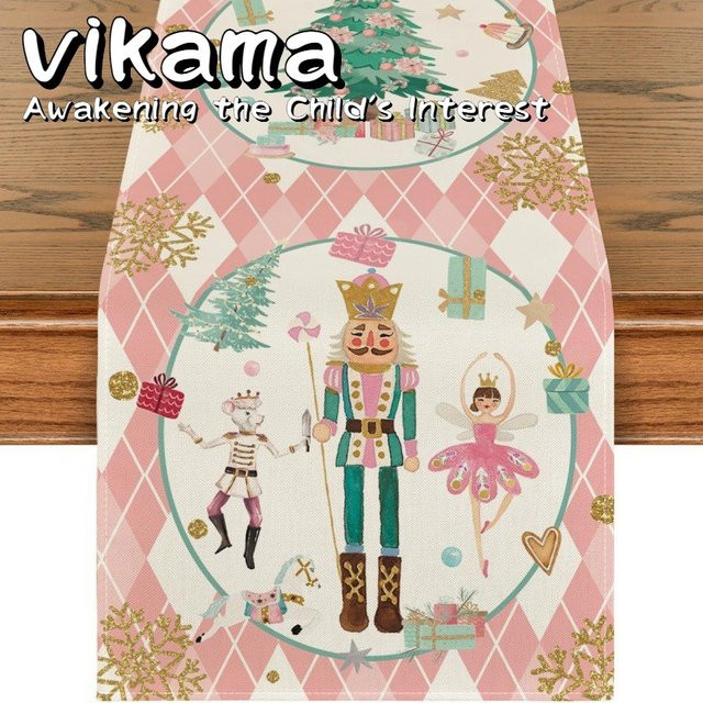 VIKAMA Weihnachts-Tischläufer aus Leinenstoff in Mehrfarbig, B/H: 90 x 33 cm - Bild 1
