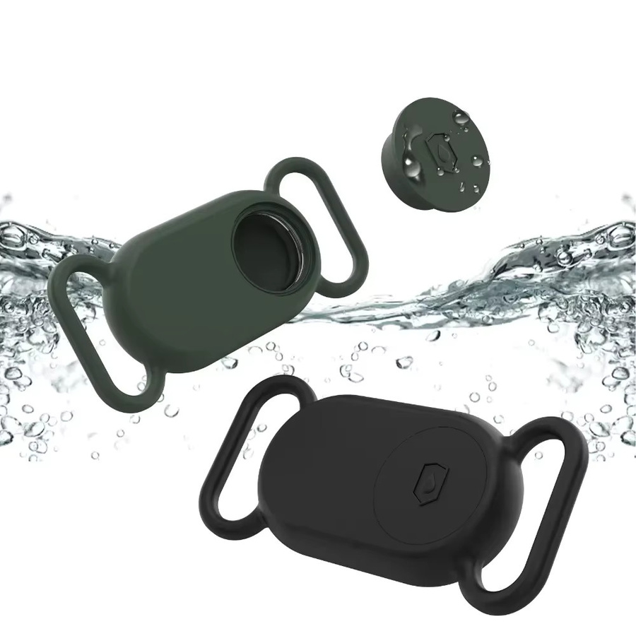 Wasserdichte Silikon Schutzhülle für Samsung Galaxy SmartTag 2 in Schwarz mit Kragenhalter für Hund und Katze - Bild 2