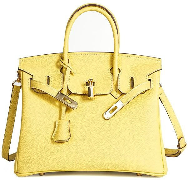 Handtasche Rindsleder, Litschi Muster, gelb, Damen - Bild 1