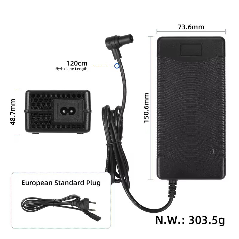 Xiaomi Ersatzladegerät für E-Scooter 4Pro 2. Generation und 4Ultra, 54,6V 2A, Hohlkopf-Ladegerät mit EU UK US Standardstecker, Schwarz - Bild 2