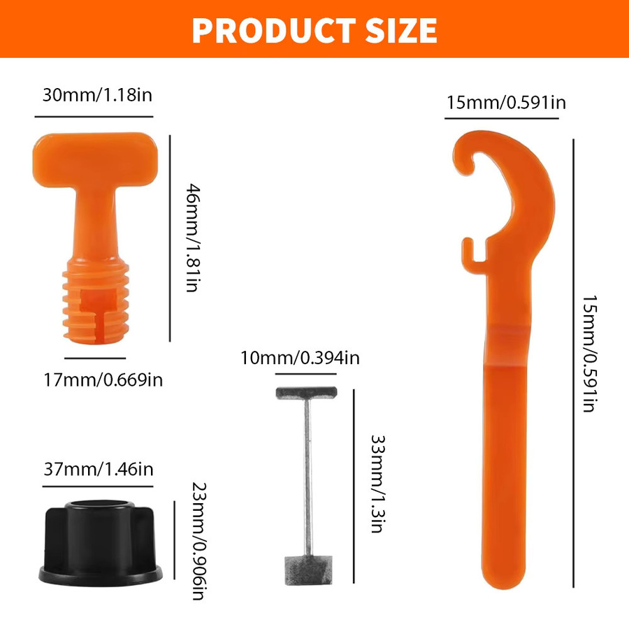 200 Stück Bodenfliesen-Nivelliersystem-Clips in Orange, Abstandshalter und Nivellierer-Set für die Fliesenverlegung und Wandbefestigung - Bild 4