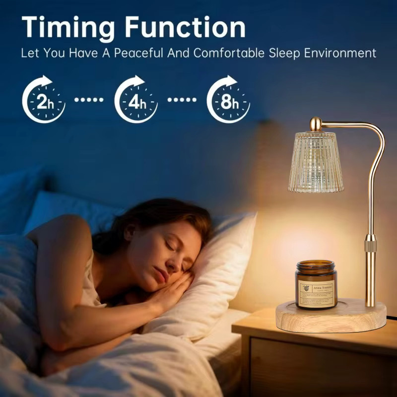 RUNTOIN Kerzenwärmer-Lampe mit Dimmer und Timer in Gold/Messing mit transparentem Glaszylinder und warmweißem Licht - Bild 3