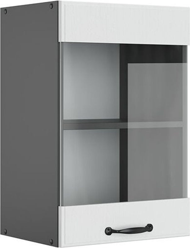 Vicco Küchenglasschrank R-line Hängeschrank Landhaus Weiß mit Drehtüren und Glas, Breite: 40 cm, Höhe: 60 cm, Tiefe: 31 cm - Bild 1