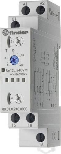 Finder Multifunktions-Zeitschalter 80.01.0.240.0000T in Weiß mit 1 Wechsler und Zeitbereich 0,1 - 86400s für DIN-Schiene - Bild 1