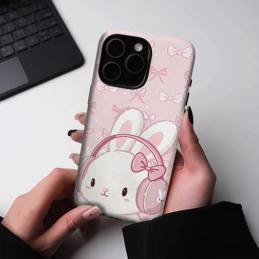 Pastel Bunny Beats Magnetische Handyhülle für iPhone 17 16 15 14 13 Pro Max Plus, robuste doppelschichtige Hülle, Farbe: Pink - Bild 2