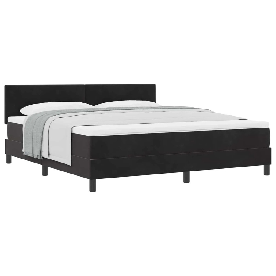 vidaXL Boxspringbett mit Matratze in Schwarz aus Samt und Kiefernholz, B/T/H: 180 x 200 x 183 cm - Bild 2