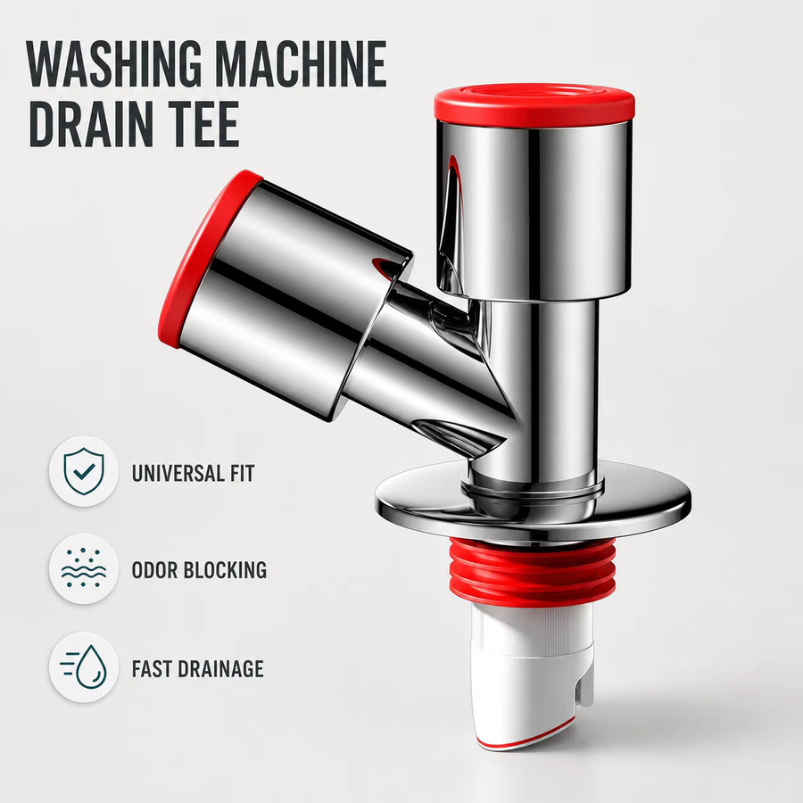 LITERE SANITARY WARE Waschmaschinen-Abfluss-T-Stück mit Geruchssperre und Rückflussverhinderer aus PVC in Silber - Bild 6