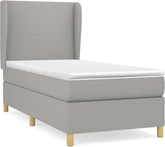vidaXL Boxspringbett Hybrid mit Matratze Hellgrau B/T/H: 90 x 190 x 128 cm - Bild 1