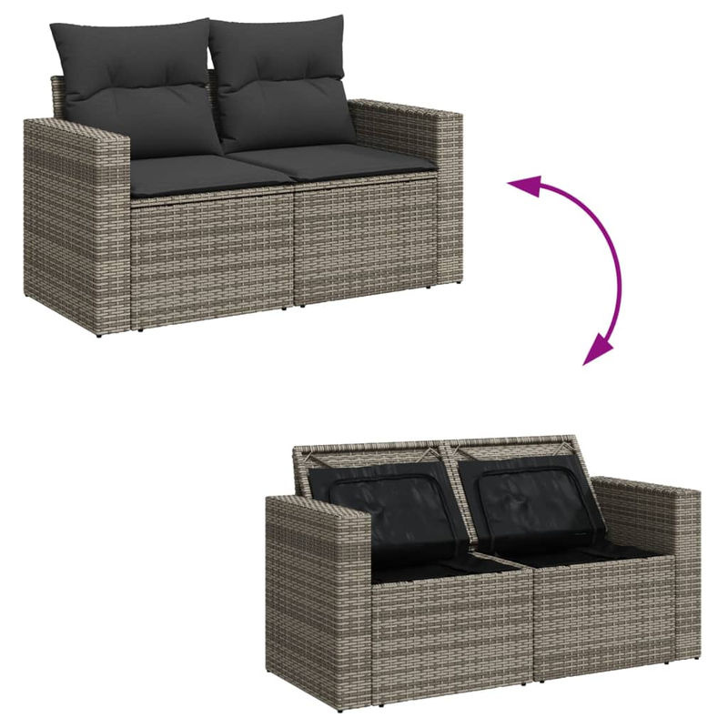 Vidaxl Gartenmöbel-Set aus Polyrattan und Akazie mit Kissen, 9-teilig, Grau - Bild 3