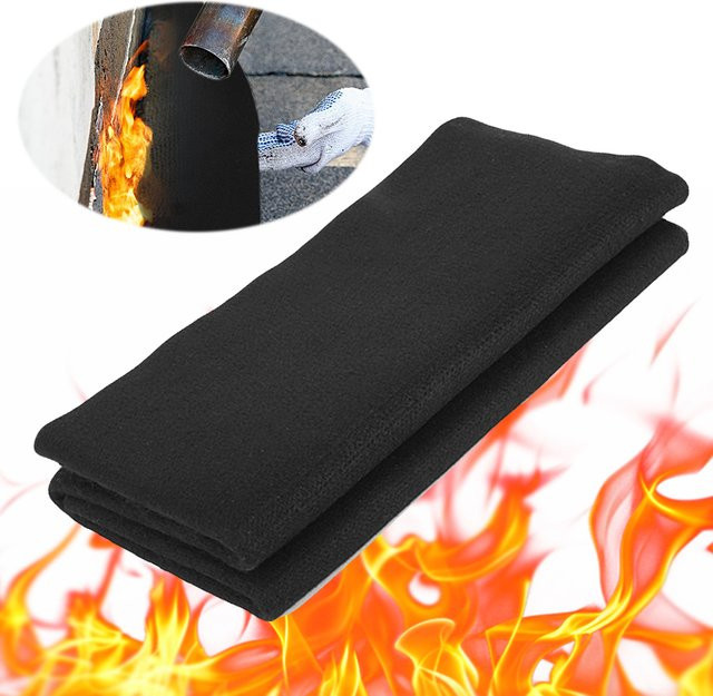 ALLOYSEED Feuerfeste Schweißdecke aus Carbonfilz in Schwarz, flammhemmende Matte für Grill, Räucherer und Ofen - Bild 1