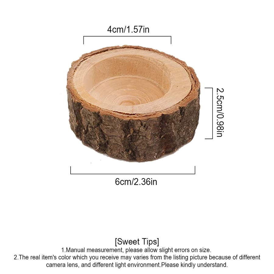 Leeseph 6er-Pack dekorative Teelichthalter aus Holz in Braun im Vintage-Stil für Tischdekoration und Hochzeiten - Bild 2