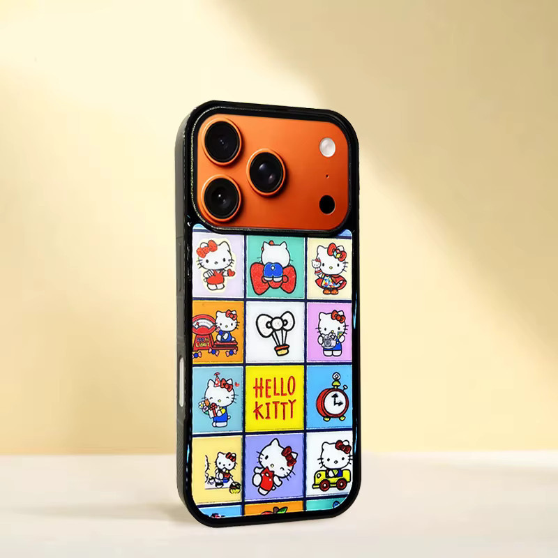 Sanrio Hello Kitty Handyhülle im Korea INS Stil für iPhone, stoßfest, schwarz/mehrfarbig - Bild 6