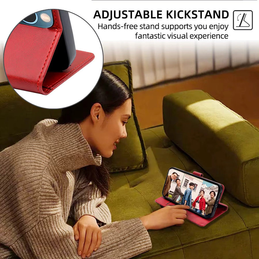 Motorola Business Leder Handyhülle mit Magnetischer Brieftasche für Moto g54 g84 g14 g100 g73 g53j g53y g53 g23 g13 g72 g62 g52j in Blau und Rot - Bild 6
