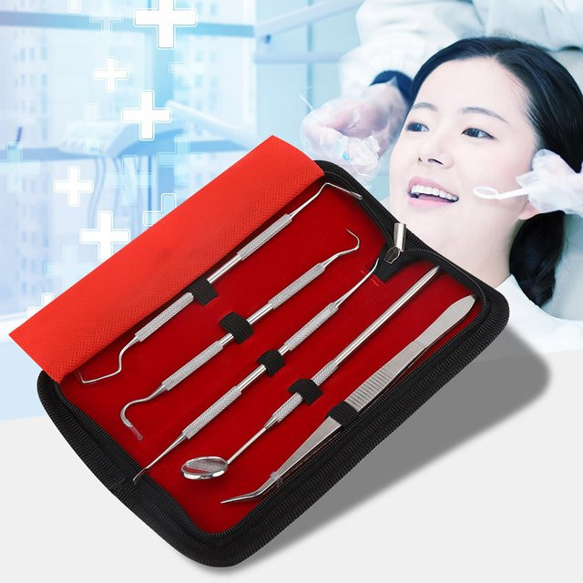 Fishine Zahnarztwerkzeug-Set aus Edelstahl, 5 Stück, Dentalhygiene Reinigungsset - Bild 1