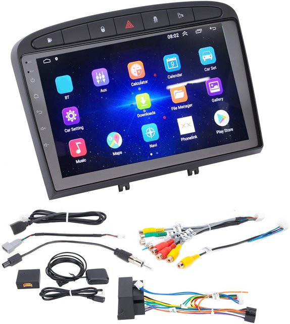 Koogeelife 9 Zoll Auto Navigator mit Android 10.0 Touchscreen, Bluetooth und GPS für Peugeot 408 308 308SW, Blau/Schwarz - Bild 1